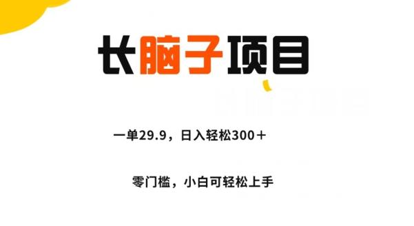 长脑子项目，一单29.9，日入轻松300＋，零门槛操作-博库