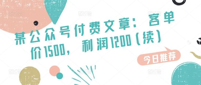 某公众号付费文章：客单价1500，利润1200(续)，市场几乎可以说是空白的-博库