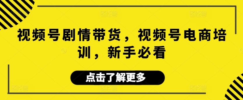 视频号剧情带货，视频号电商培训，新手必看-博库