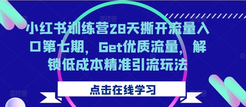 小红书训练营28天撕开流量入口第七期，Get优质流量，解锁低成本精准引流玩法-博库