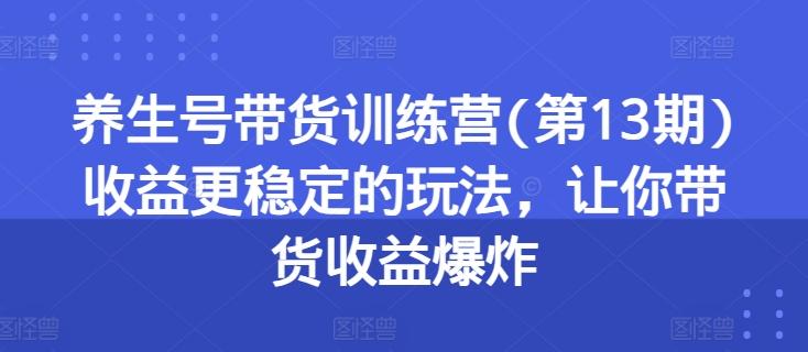 养生号带货训练营(第13期)收益更稳定的玩法，让你带货收益爆炸-博库