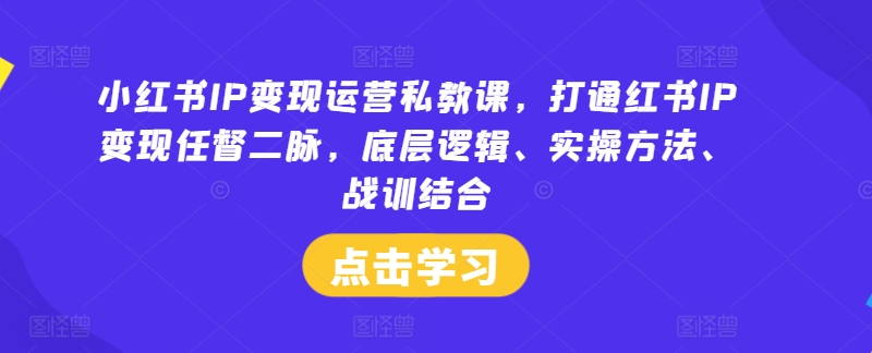 小红书IP变现运营私教课，打通红书IP变现任督二脉，底层逻辑、实操方法、战训结合-博库