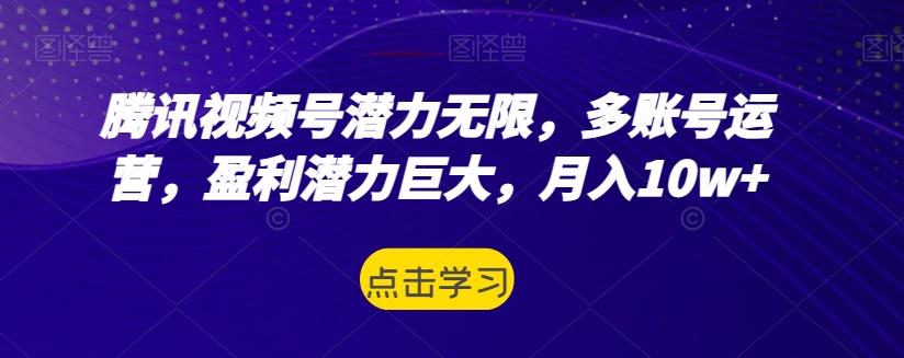 腾讯视频号潜力无限，多账号运营，盈利潜力巨大，月入10w+-博库