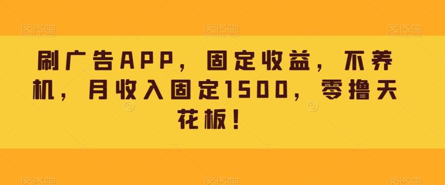 刷广告APP，固定收益，不养机，月收入固定1500，零撸天花板！-博库