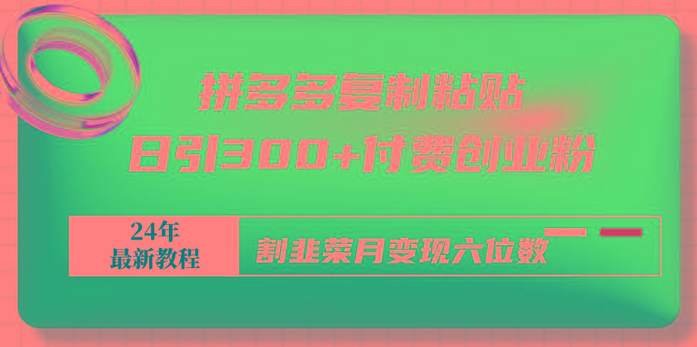 拼多多复制粘贴日引300+付费创业粉，割韭菜月变现六位数最新教程！-博库