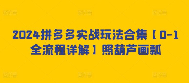 2024拼多多实战玩法合集【0-1全流程详解】照葫芦画瓢-博库