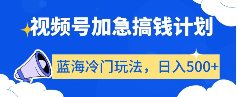 视频号加急搞钱计划，蓝海冷门玩法，日入500+【揭秘】-博库