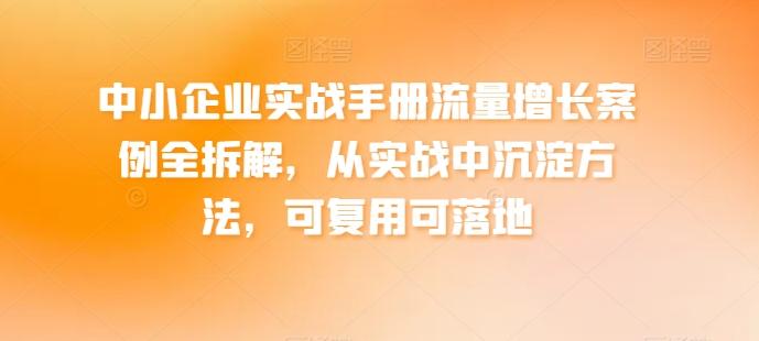 中小企业实战手册流量增长案例全拆解，从实战中沉淀方法，可复用可落地-博库