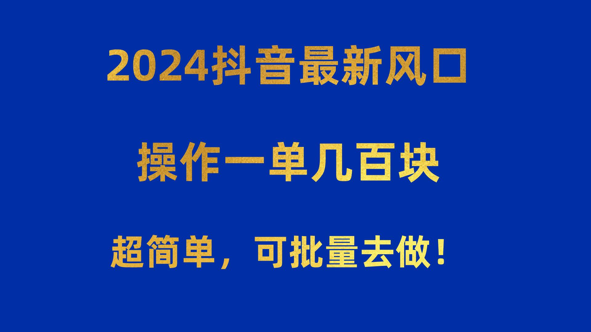 2024抖音最新风口！操作一单几百块！超简单，可批量去做！！！-博库