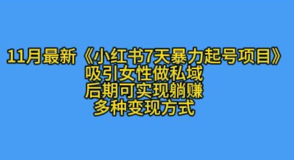 K总部落11月最新小红书7天暴力起号项目，吸引女性做私域【揭秘】-博库