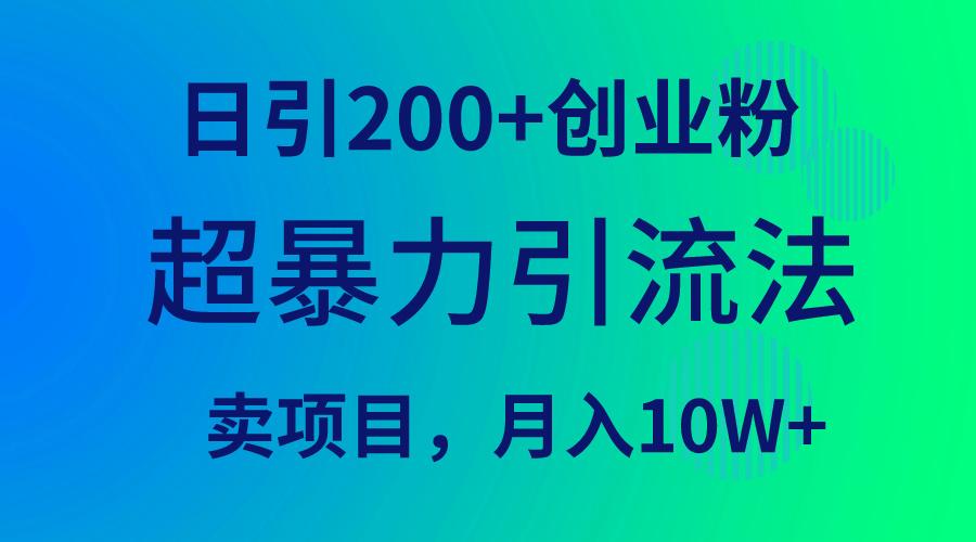 (9654期)超暴力引流法，日引200+创业粉，卖项目月入10W+-博库