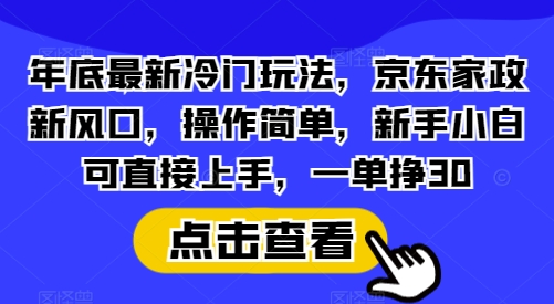 年底最新冷门玩法，京东家政新风口，操作简单，新手小白可直接上手，一单挣30【揭秘】-博库