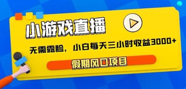 小游戏直播，假期风口项目，无需露脸，小白每天三小时，到账3000+-博库