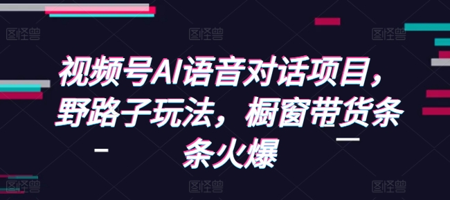 视频号AI语音对话项目，野路子玩法，橱窗带货条条火爆-博库