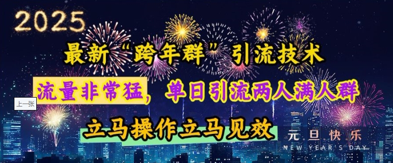 最新“跨年群”引流，流量非常猛，单日引流两人满人群，立马操作立马见效【揭秘】-博库