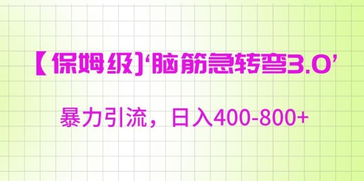 保姆级脑筋急转弯3.0，暴力引流，日入400-800+【揭秘】-博库