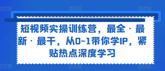 短视频实操训练营，最全·最新·最干，从0-1带你学IP，紧贴热点深度学习-博库