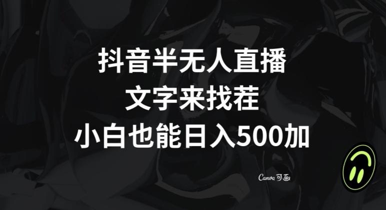 抖音半无人直播，文字来找茬小游戏，每天收益500+【揭秘】-博库