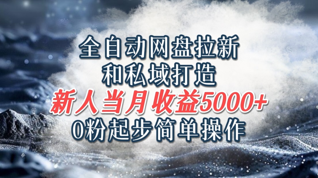 全自动网盘拉新和私域打造，0粉起步简单操作，新人入门当月收益5000以上-博库