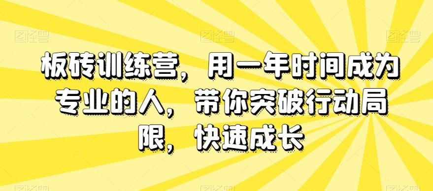 板砖训练营，用一年时间成为专业的人，带你突破行动局限，快速成长-博库