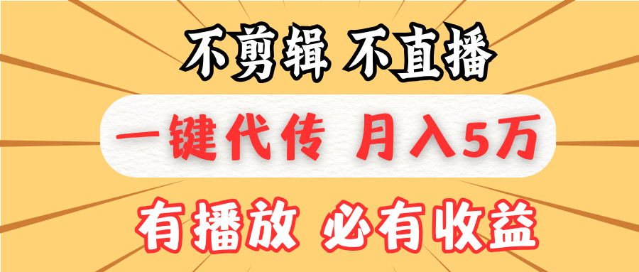 不剪辑不直播，一键代发，月入5万懒人必备，我出视频你来发-博库