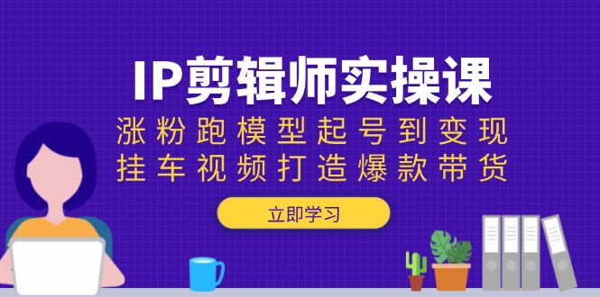 IP剪辑师实操课：涨粉跑模型起号到变现，挂车视频打造爆款带货-博库