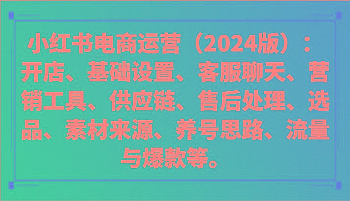 小红书电商运营(2024版)：开店、设置、供应链、选品、素材、养号、流量与爆款等-博库