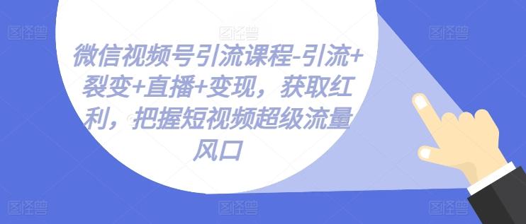 微信视频号引流课程-引流+裂变+直播+变现，获取红利，把握短视频超级流量风口-博库