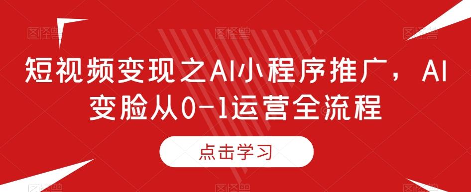 短视频变现之AI小程序推广，AI变脸从0-1运营全流程-博库