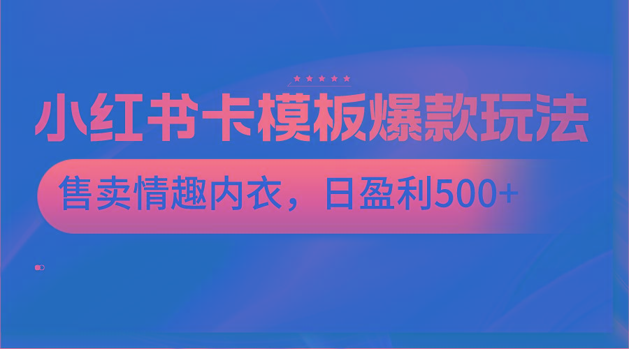 小红书卡模板爆款玩法，售卖情趣内衣，日盈利500+-博库