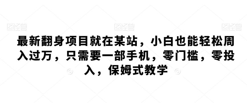 最新翻身项目就在某站，小白也能轻松周入过万，只需要一部手机，零门槛，零投入，保姆式教学-博库