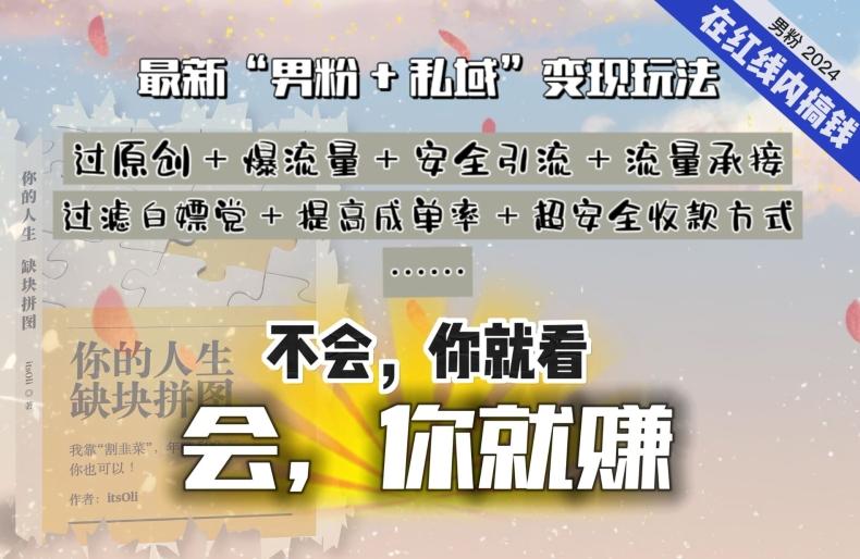 2024，“男粉+私域”还是最耐造、最赚、最轻松、最愉快的变现方式【揭秘】-博库