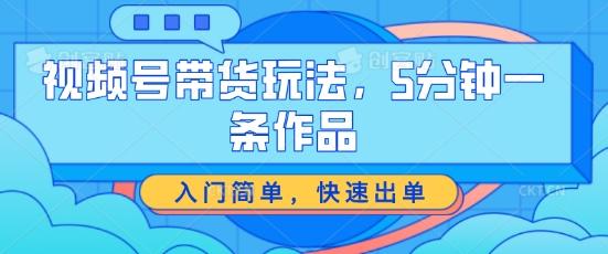 视频号带货玩法，5分钟一条作品，入门简单，快速出单【揭秘】-博库