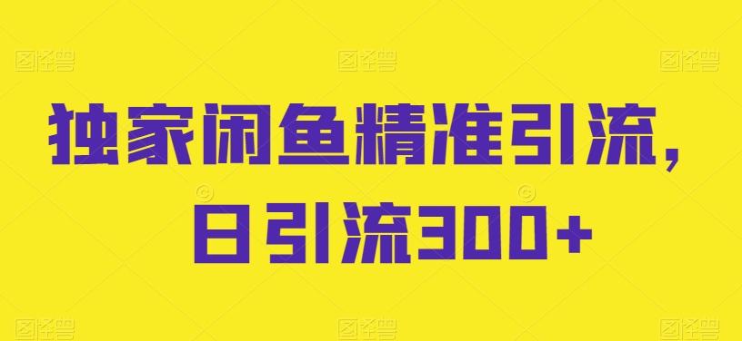 独家闲鱼精准引流，日引流300+【揭秘】-博库