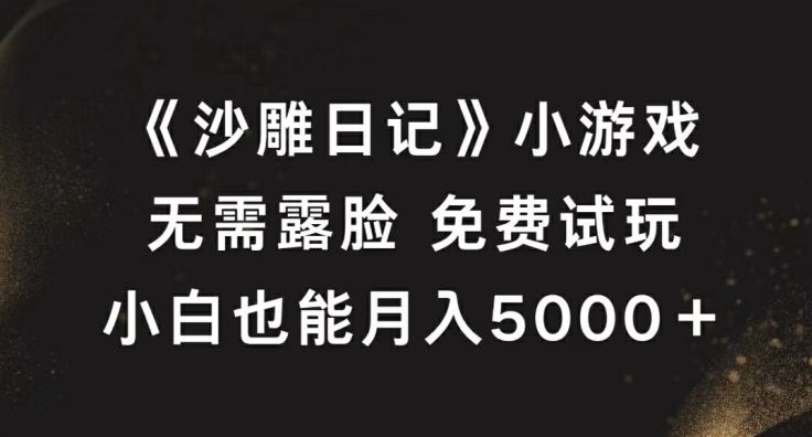 《沙雕日记》小游戏，无需露脸免费试玩，小白也能月入5000+【揭秘】-博库