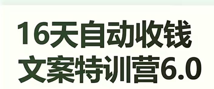 16天自动收钱文案特训营6.0，学会儿每天自动咔咔收钱-博库