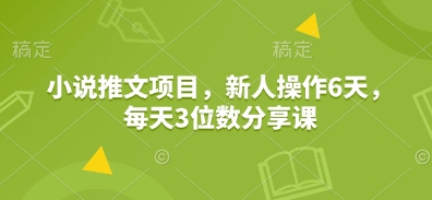 小说推文项目，新人操作6天，每天3位数分享课-博库