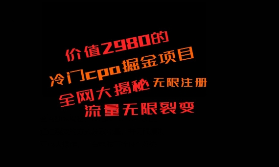 价值2980的CPA掘金项目大揭秘，号称当天收益200+，不见收益包赔双倍-博库