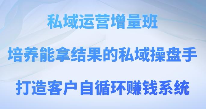 私域运营增量班，培养能拿结果的私域操盘手，打造客户自循环赚钱系统-博库