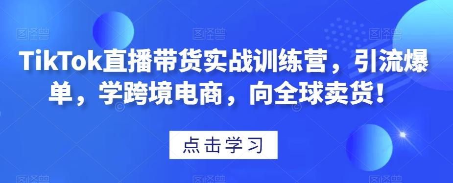 TikTok直播带货实战训练营，引流爆单，学跨境电商，向全球卖货！-博库