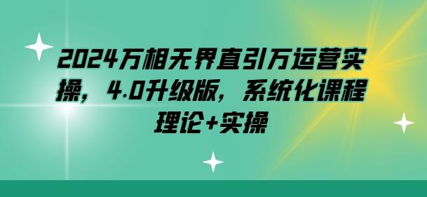 2024万相无界直引万运营实操，4.0升级版，系统化课程 理论+实操-博库