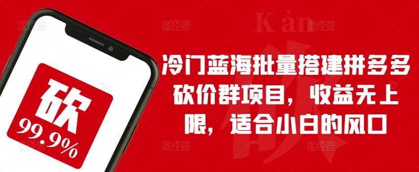 冷门蓝海批量搭建拼多多砍价群项目，收益无上限，适合小白的风口【揭秘】-博库