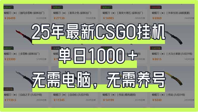 25年最新CSGO挂机系统，单日1000+，无需电脑，无需养号，0基础可上手-博库