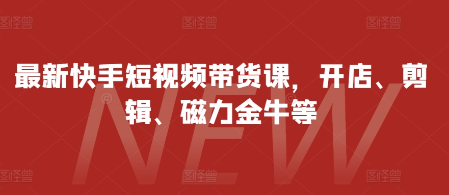 最新快手短视频带货课，开店、剪辑、磁力金牛等-博库