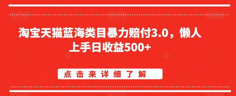 淘宝天猫蓝海类目暴力赔付3.0，懒人上手日收益500+【仅揭秘】-博库