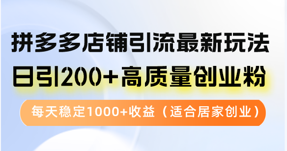 拼多多店铺引流最新玩法，日引200+高质量创业粉，每天稳定1000+收益(…-博库