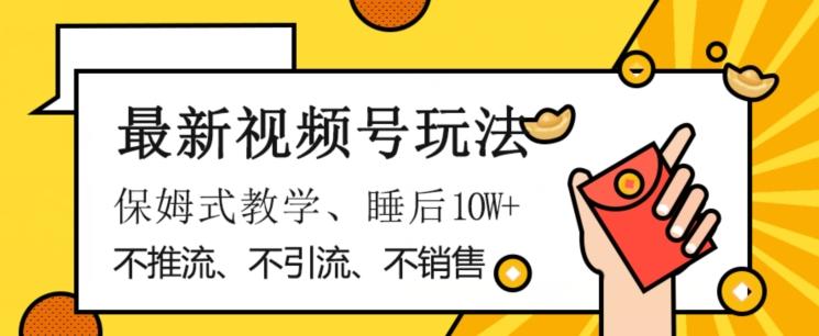 最新视频号玩法，不销售、不引流、不推广，躺着月入1W+，保姆式教学，小白轻松上手【揭秘】-博库