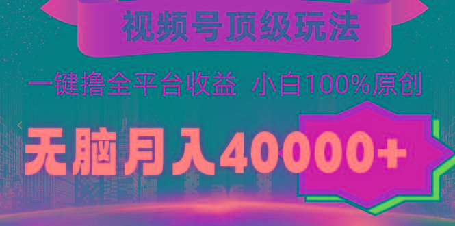 (9281期)视频号顶级玩法，无脑月入40000+，一键撸全平台收益，纯小白也能100%原创-博库