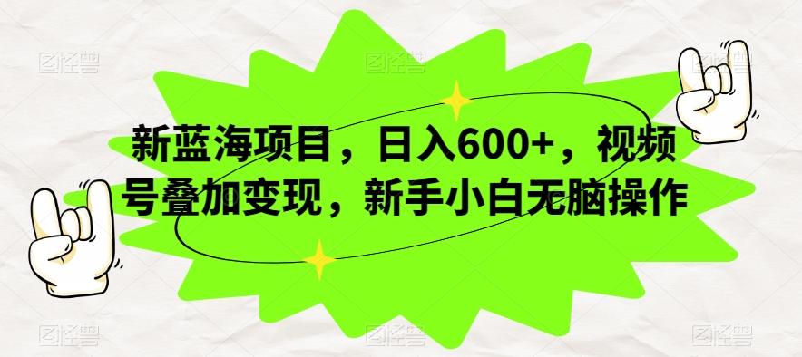 新蓝海项目，日入600+，视频号叠加变现，新手小白无脑操作【揭秘】-博库