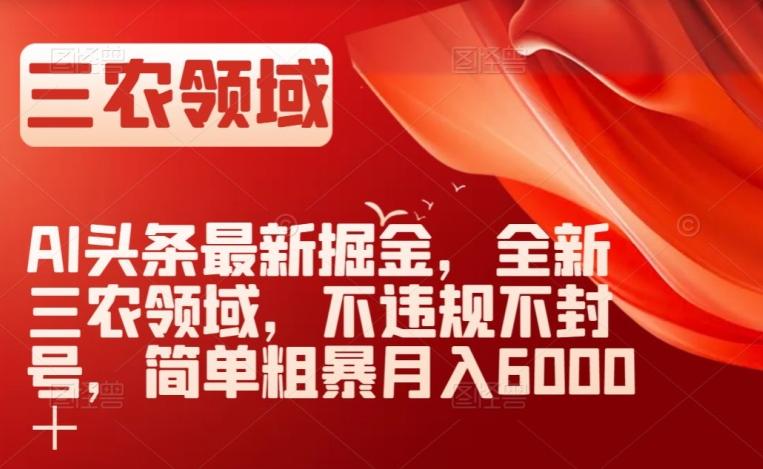 AI头条最新掘金，全新三农领域，不违规不封号，简单粗暴月入6000＋【揭秘】-博库